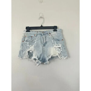 Almost Famous High Rise Distressed Shorts Size 5 Light Wash